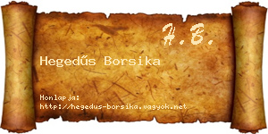 Hegedűs Borsika névjegykártya