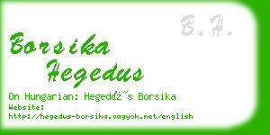 borsika hegedus business card